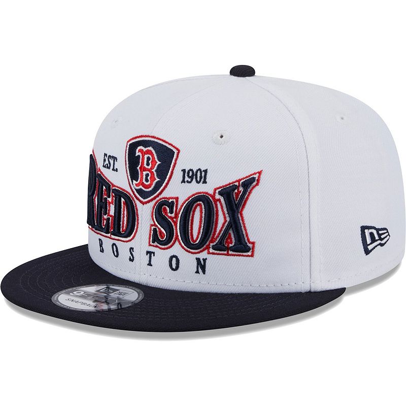Men's New Era White, Navy Boston Red Sox Crest 9FIFTY Snapback Hat