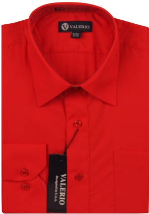 Valerio Men's Dress Shirt (Big and Tall 34/35 Sleeves) Red / 21.5 / 34/35 Valerio Men's Dress Shirt (Big and Tall 34/35 Sleeves) Red / 21.5 / 34/35