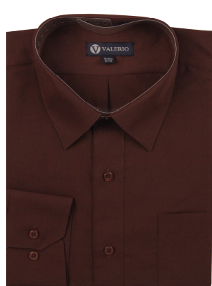 Valerio Men's Dress Shirt (Big and Tall 34/35 Sleeves) Brown / 20.5 / 34/35 Valerio Men's Dress Shirt (Big and Tall 34/35 Sleeves) Brown / 20.5 / 34/35