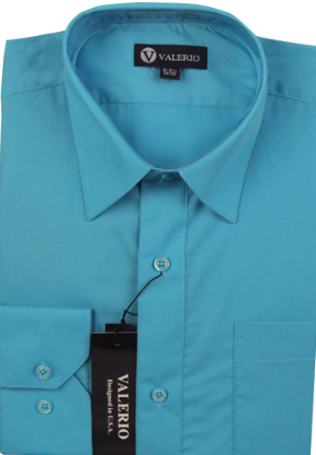 VALERIO: Solid Modern Fit Dress Shirt VS10 Turquoise / 18.5 34/35 VALERIO: Solid Modern Fit Dress Shirt VS10 Turquoise / 18.5 34/35