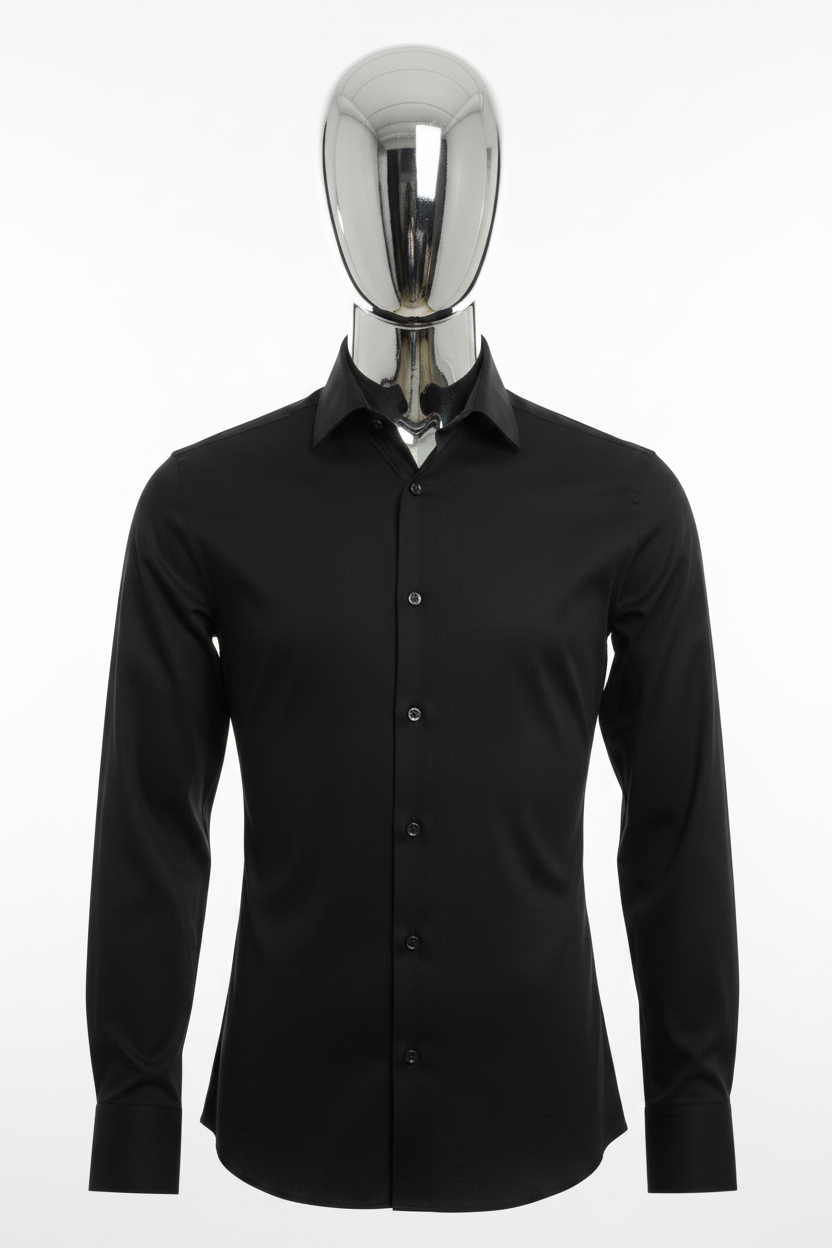 Half Mannequin Black Slim-Fit Dress Shirt