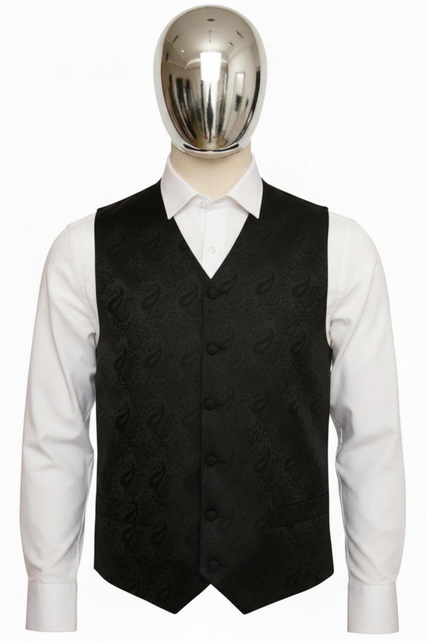 MV400 Dress Vest in Black with matching neck tie