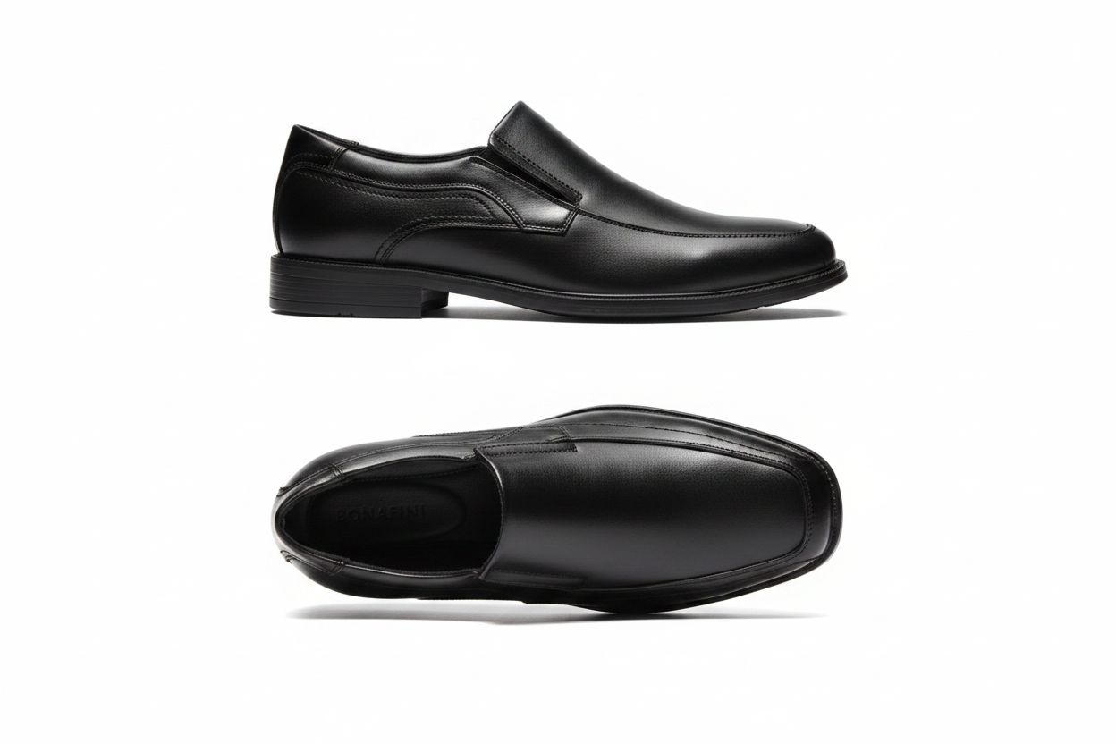 Bonafini Men's Slip On Leather Loafer C-146 in Cognac and Black